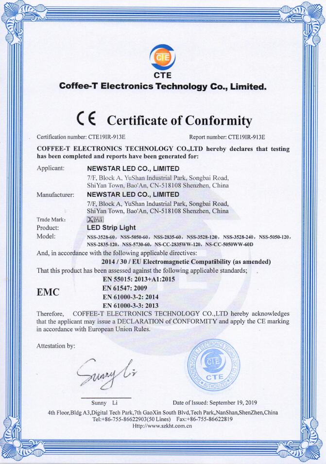 LED Strip CE-EMC Certificate