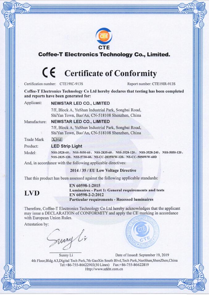LED Strip CE-LVD Certificate
