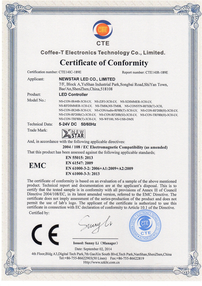 Digital LED Controller CE Certificate